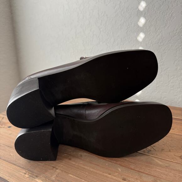 Women's Nine West Dark Brown Heeled Leather Loafer Size 8.5 M - Picture 8 of 9